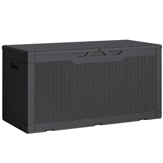 Greesum Outdoor Storage Box 100 Gallon Storage Bin with Lid for Patio Furniture, Garden Tools, Pool Supplies, Lockable, Waterproof and UV Resistant, Black | for Patio Furniture, Garden Tools, Pool Supplies, Lockable, Waterproof and UV Resistant