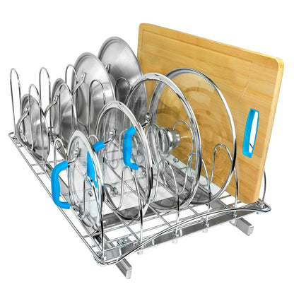 LYNK PROFESSIONAL® Pull Out Pot and Pan Lid Organizer Inside Cabinet - Lifetime Ltd. Warranty – Cookie Sheet Organizer for Cabinet – Slide Out Baking Sheet Organizer - 14W x 21D, Extra-Large, Chrome