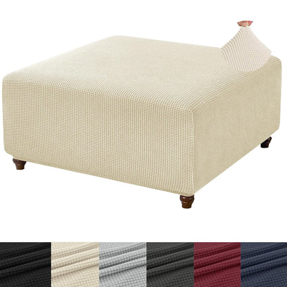 ANWUCHEN Ottoman Cover - High Stretch Knitted Jacquard Fabric, Medium Beige, Square, Furniture Cover Type, for Seating Stool, 18x30x25 inches, 0.45 lbs, Protective, Washable, Anti Slip