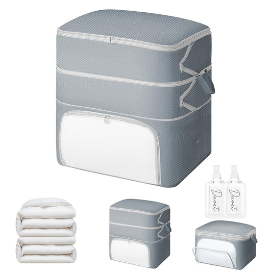 Comforter Storage Bag - 130L Blanket Storage Bags... (Gery | Nylon)