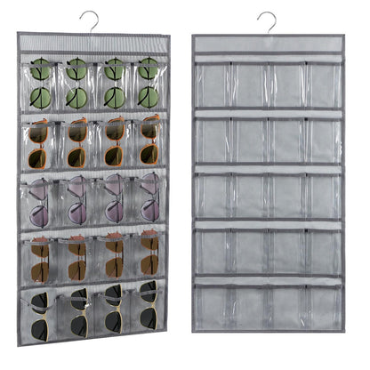 2 Pcs Sunglasses Organizer Storage Sunglass Holder for Wall Hanging Eyeglass Organizer for Multiple Glasses (GRAY)