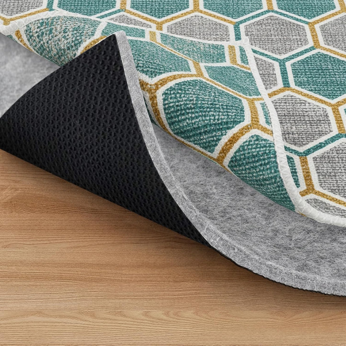 Non Slip Rug Pad 5x7 Feet, 4/25" Thick Felt Cushioned Rubber Rug Gripper Pad for Hardwood, Laminate, Stone, Tile, Wood, Vinyl Floors & Carpet, Anti Skid Under Area Rug Pads