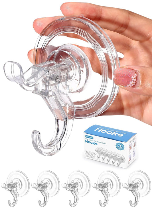 Transparent Heavy Duty Suction Hooks, 5 Pack, Hold... (Transparent | Plastic)