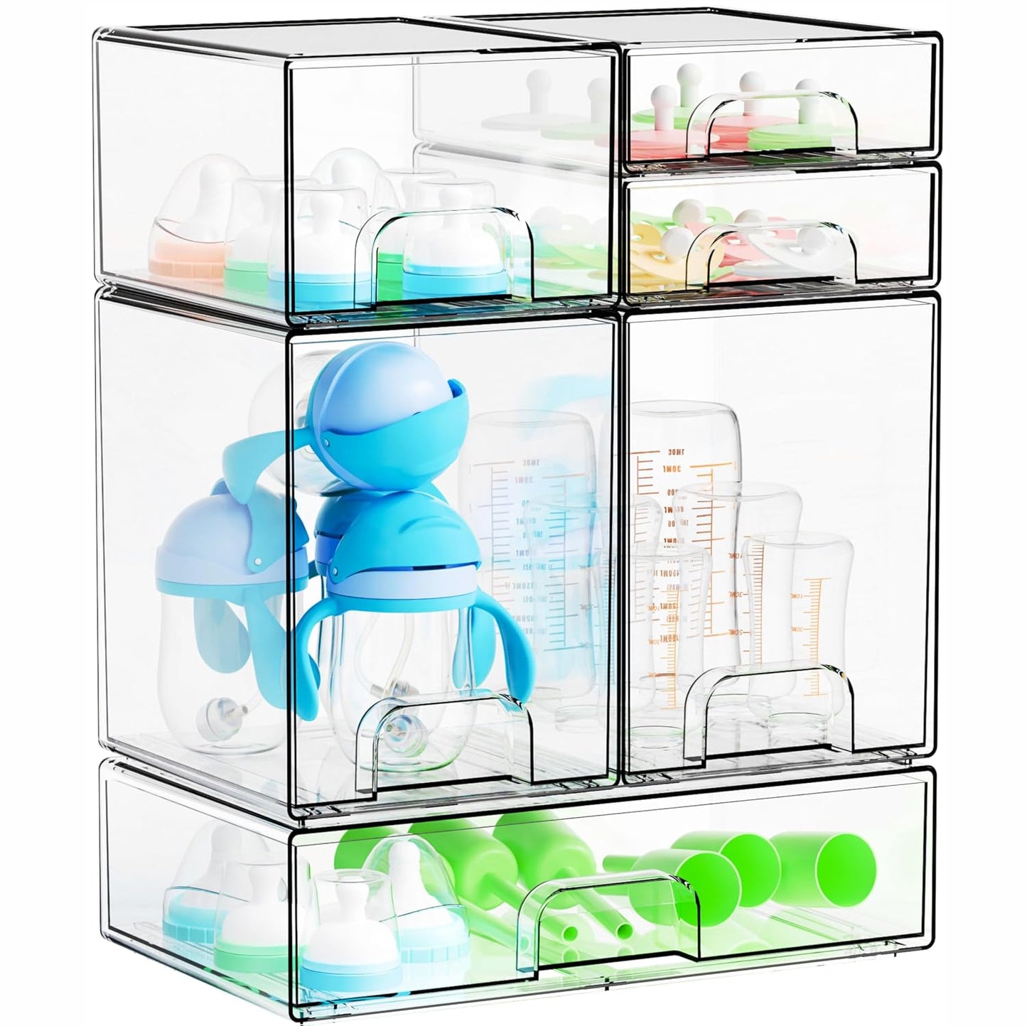6 Set Clear Baby Bottle Organizer for Countertop,B... (Clear | Acrylic)