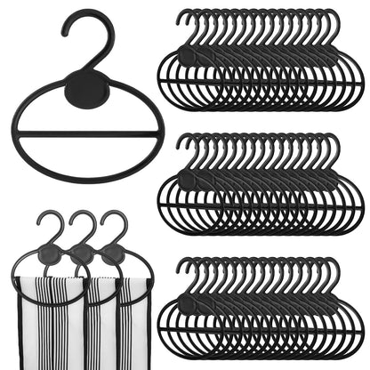 80 Pcs Scarf Hangers, Plastic Scarf Holder Organizer with Center Bar, Space Saving Clothes Hanger for Scarves, Ties, Belts, Headbands (Black)