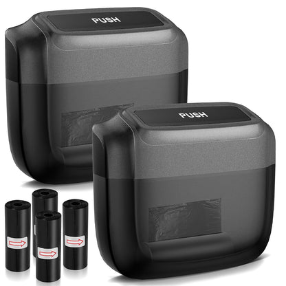 2 Pack Car Trash Can with Lid, Built-in Storage Garbage Bag, Black | Leakproof Car Door Trash Can with Hook, 60pcs Trash Bags, Mini Automotive Garbage Bin for Vehicle, Office, Home