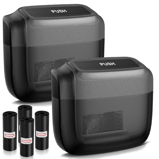 2 Pack Car Trash Can with Lid, Built-in Storage Garbage Bag, Black | Leakproof Car Door Trash Can with Hook, 60pcs Trash Bags, Mini Automotive Garbage Bin for Vehicle, Office, Home