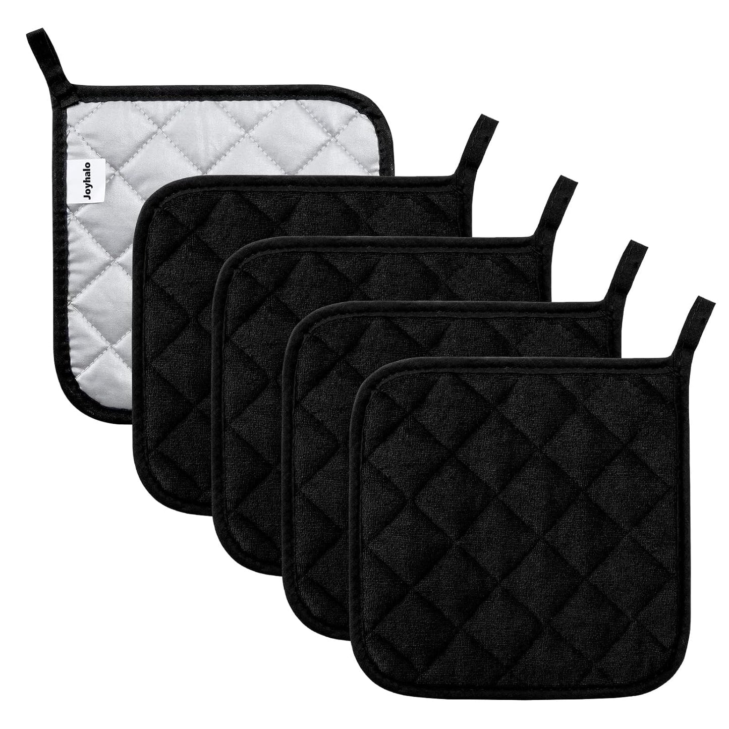 5 Pack Pot Holders for Kitchen Clearance (Black)