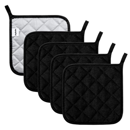 5 Pack Pot Holders for Kitchen Clearance (Black)