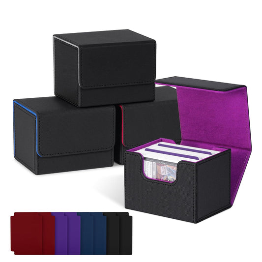 Card Deck Box for Trading Cards, MTG Commander Dec... (4pcs-Multicolor | Faux Leather)