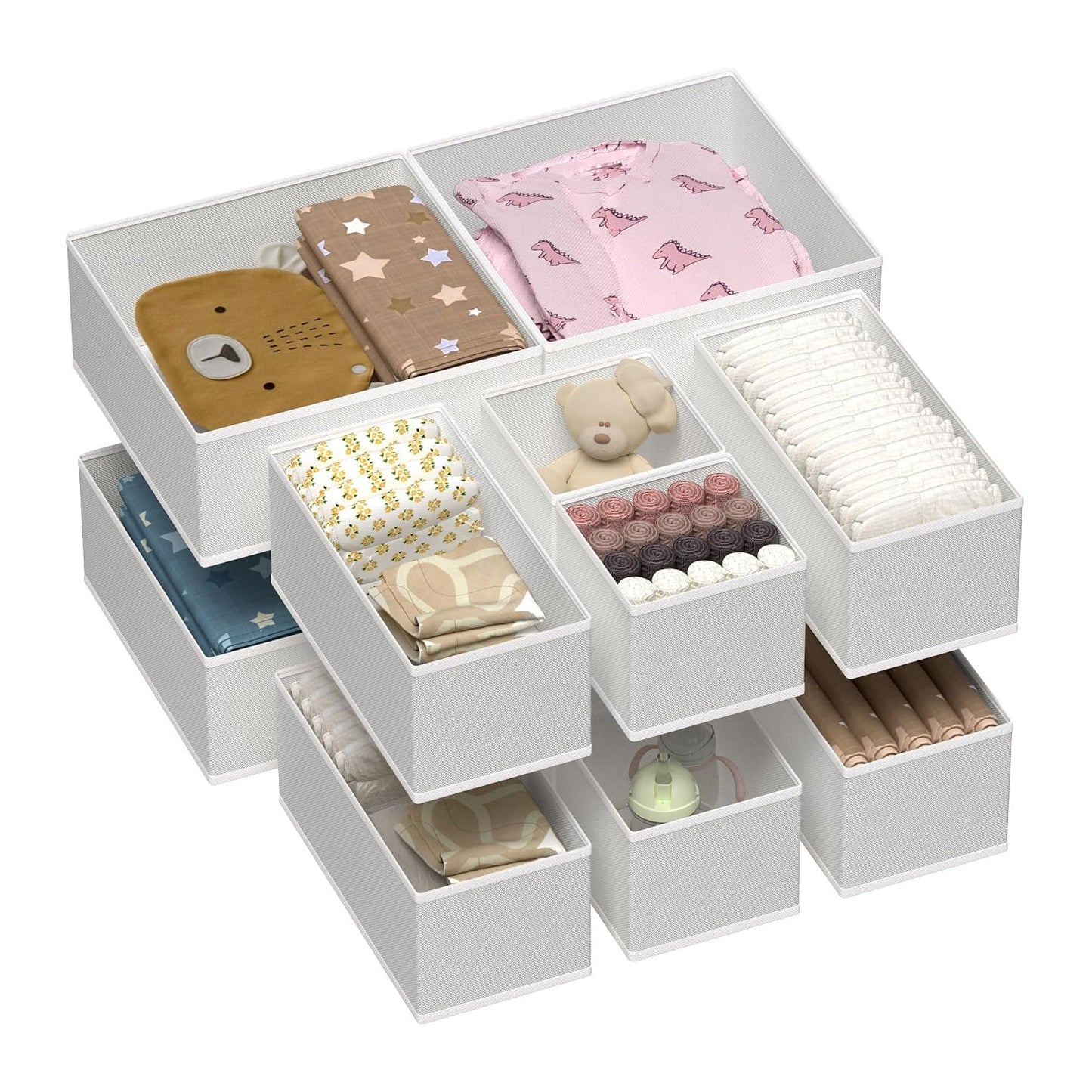 12 Pack Baby Clothes Organizer, Dresser Drawer Org... (12 Count | Grey | Fabric)