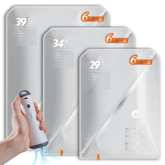 18 Pack Vacuum Storage Bags Set with Rechargeable... (18 Count | White)