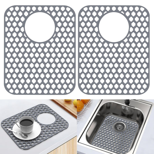 2 Pack Silicone Sink Protector Mat for Kitchen Sin... (Gray | Silicone)