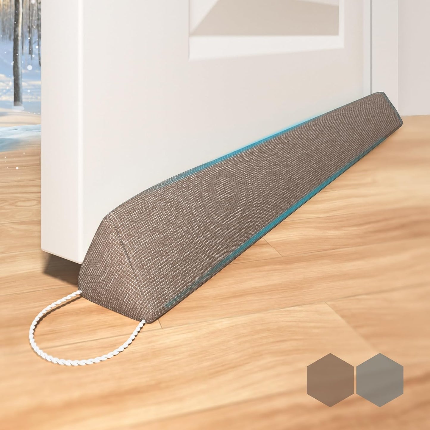 SYIPO Triangle Door Draft Stopper，35.4" Weighted Under Door Draft Blocker Bottom Door Seal Noise & Air，Interior Sound Proof Door Snake Draft Insulation Stopper | Warm in Winter & Cool in Summer，Brown