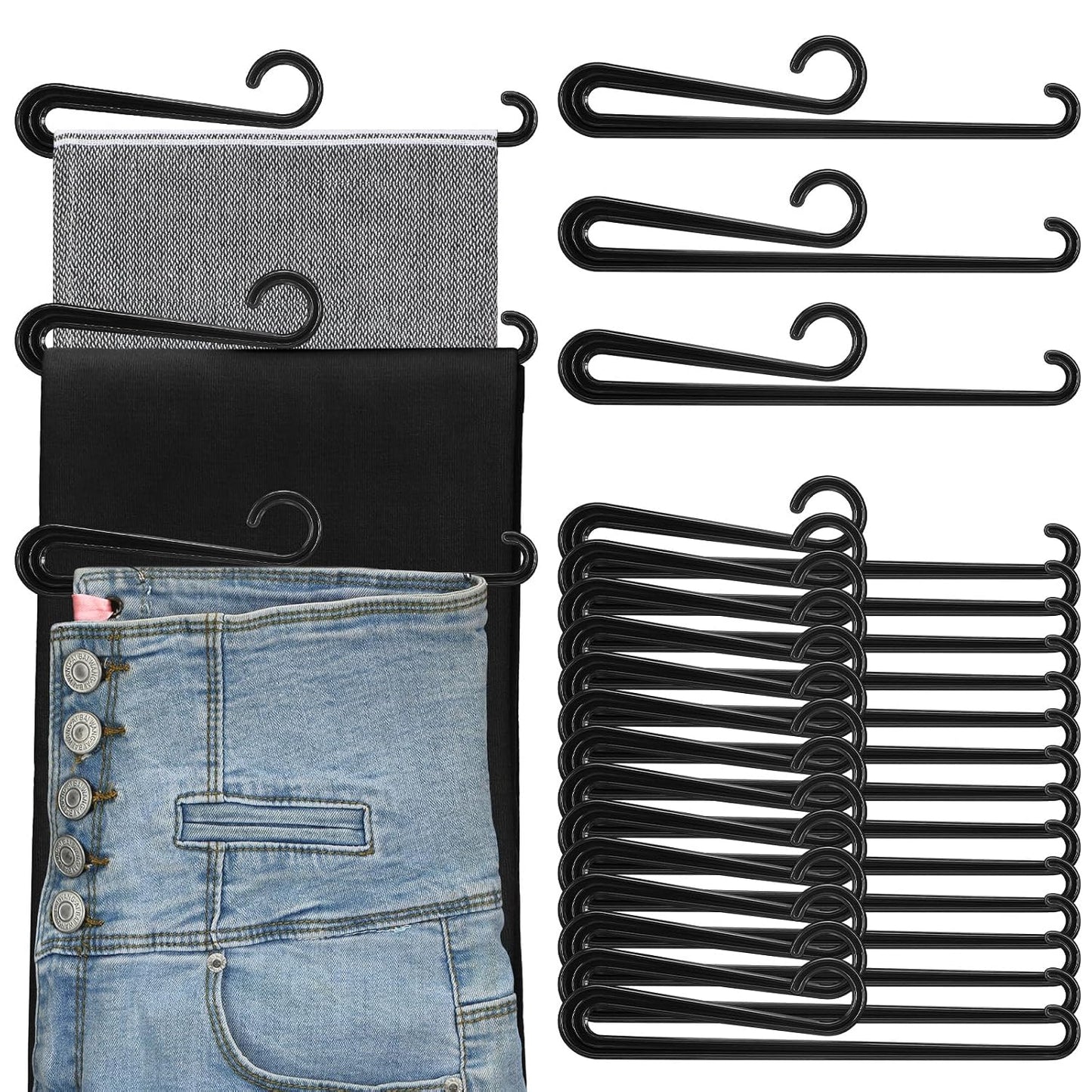 DoubleFill 100 Pcs Plastic Scarf Hanger with Curved Bar 7.9" Black Plastic Hangers Scarf Display Jean Hanger Short Neck Hangers for Boutiques Shops and Vendor Shows Tights Leggings