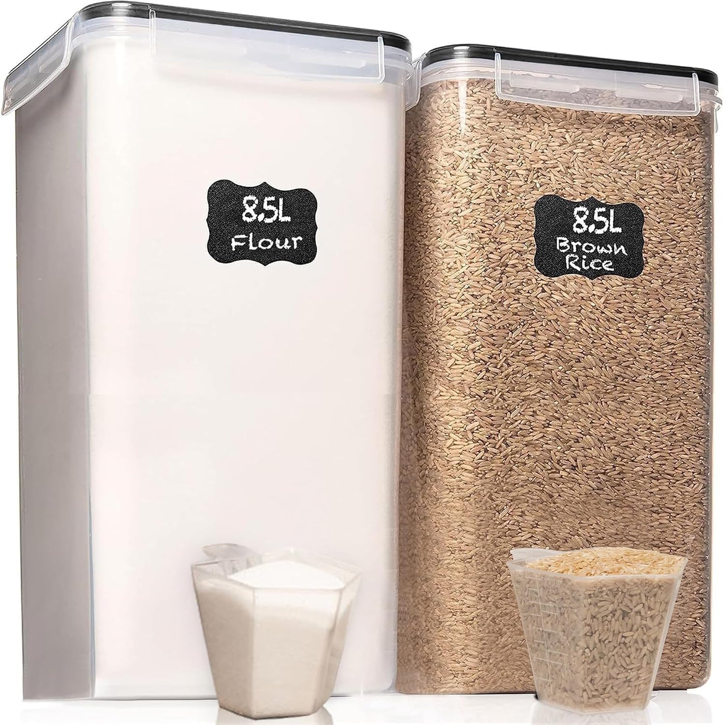 8.5L/287Oz Extra Large Airtight Food Storage Containers (2 PC) with Lids, Kitchen and Pantry Organization Containers for Baking Supplies, Cereal, Flour, Sugar, Rice (BPA Free)