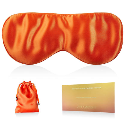 Sleep Mask, 100% Mulberry Silk, Vitality Orange | 6A Mulberry Silk, lightweight breathable, hyaluronic acid infused, full light blocking, adjustable strap, luxury gift set