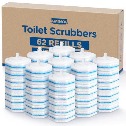 62 Count Toilet Wand Refills For Clorox Wand, 3-Layer Brush Heads with Upgraded Toilet Bowl Cleaners For 99.9% Stains Removal