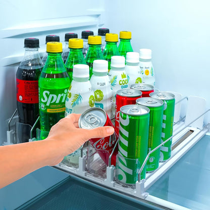 Self Pushing Drink Organizer for Fridge - 5 Rows,...