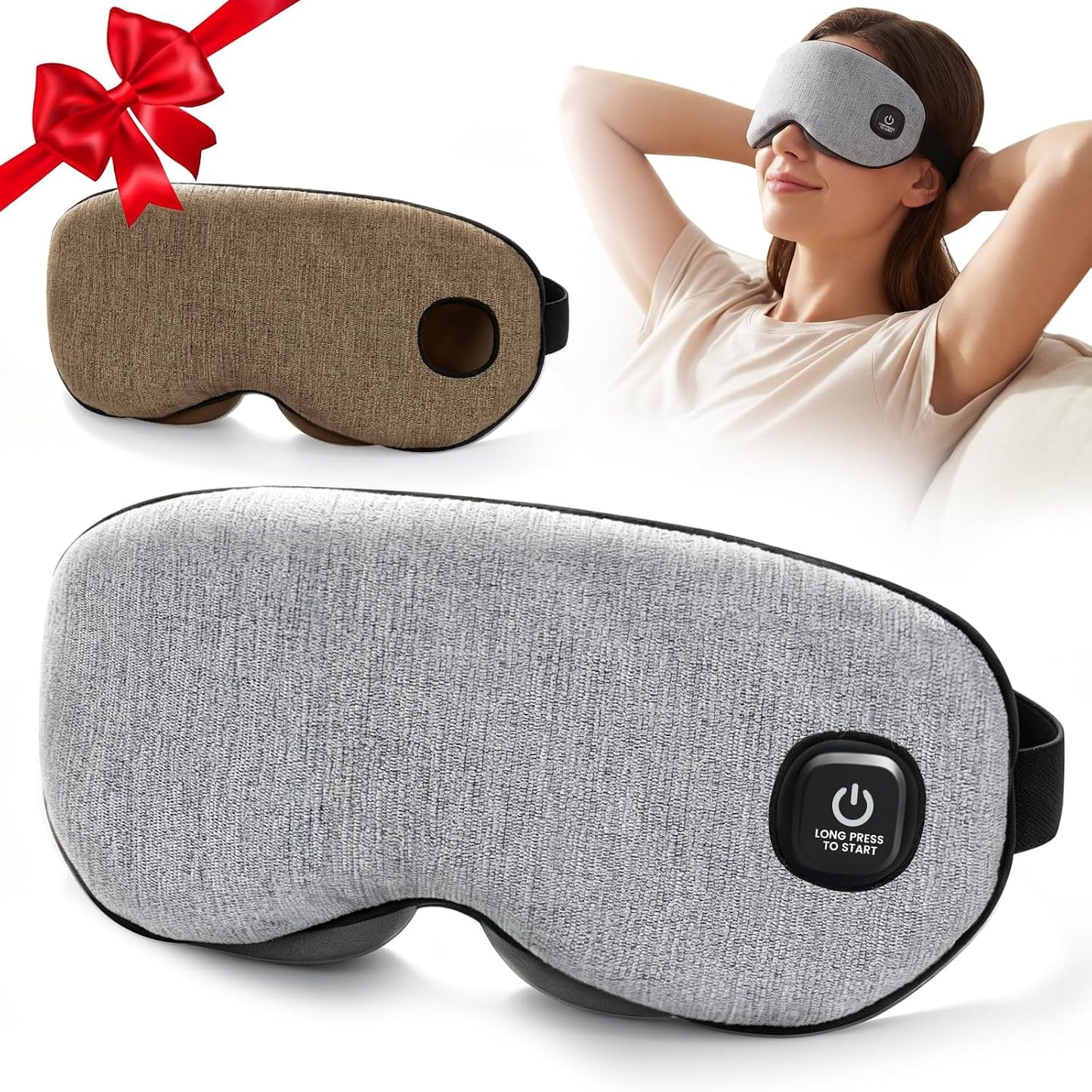 Akakios Heated Eye Mask for Dry Eyes, Cordless Eye Heating Pad with 3 Temperature Modes, Improved Sleep, Eye Warmer Compress for Travel with Replaceable Washable Cover (Gray)