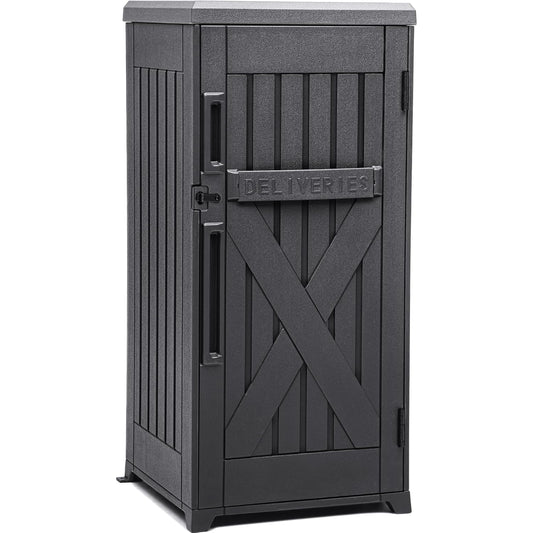 YITAHOME 60 Gallon Large Package Delivery and Storage Box | Double-Wall Resin Outdoor Package Delivery and Waterproof Deck Box for Porch, Curbside, 8.5 Cubic feet, Gray