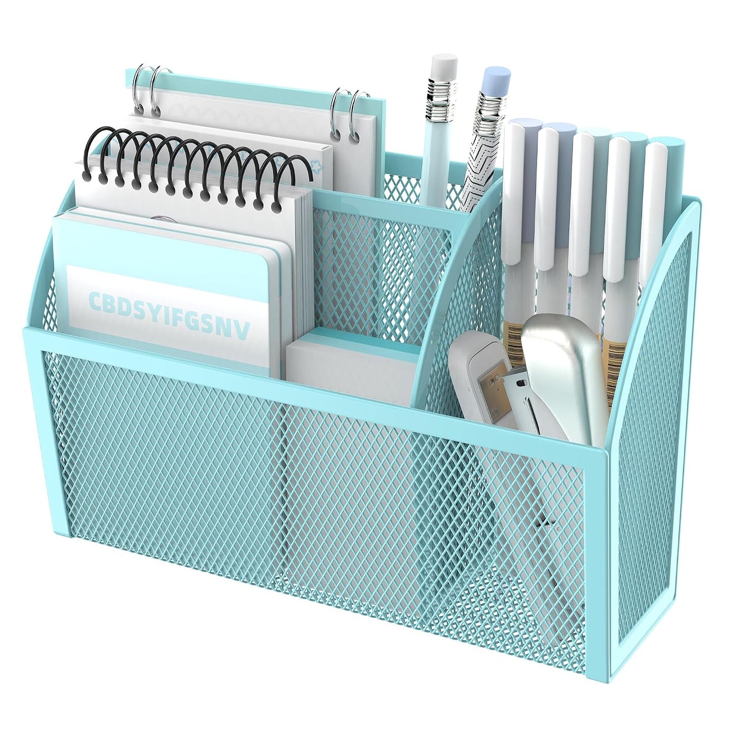 DALTACK 3-Grid Magnetic Pencil Holder, Strong Magnet Locker Organizer, Blue | Mesh Magnetic Shelf, Marker Holder Perfect for Whiteboard, Refrigerator and Locker Accessories