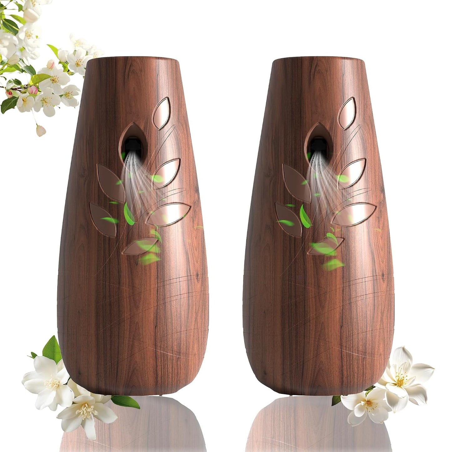 Automatic Spray Dispenser,(2-Pack) Adjustable Air Freshener Dispenser, Wall Mounted or Standing Aerosol Sprayer for Living Room Bathroom Bedroom Hotel Office Commercial Place (Dark Wood)