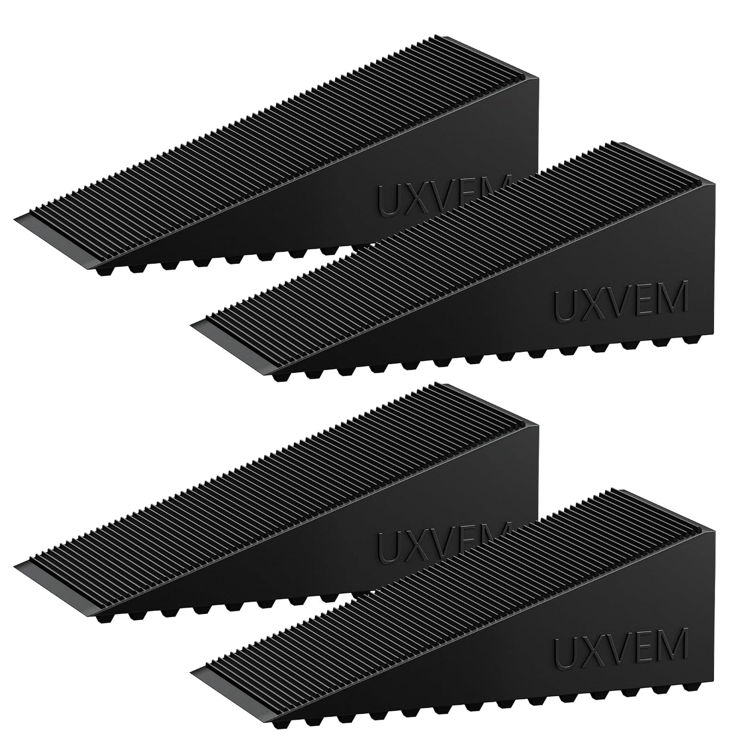4-Pack Premium Rubber Wedge Door Stops, Solid Heavy-Duty Floor Door Stopper Door Wedges with Patented Anti-Slip Base, No Installation for Home/Office, Non-Scratching, Fits Gaps Under 1.18”