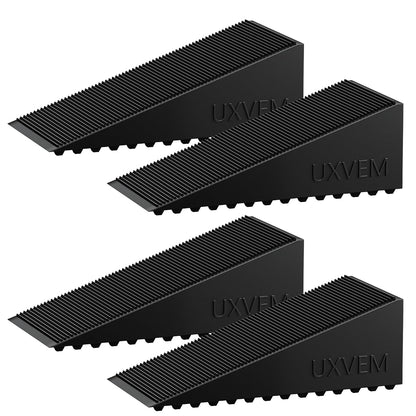 4-Pack Premium Rubber Wedge Door Stops, Solid Heavy-Duty Floor Door Stopper Door Wedges with Patented Anti-Slip Base, No Installation for Home/Office, Non-Scratching, Fits Gaps Under 1.18”