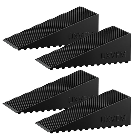 4-Pack Premium Rubber Wedge Door Stops, Solid Heavy-Duty Floor Door Stopper Door Wedges with Patented Anti-Slip Base, No Installation for Home/Office, Non-Scratching, Fits Gaps Under 1.18”