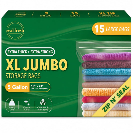 5 Gallon Large Plastic Storage Bags – 18" x 24" (1... (Clear)