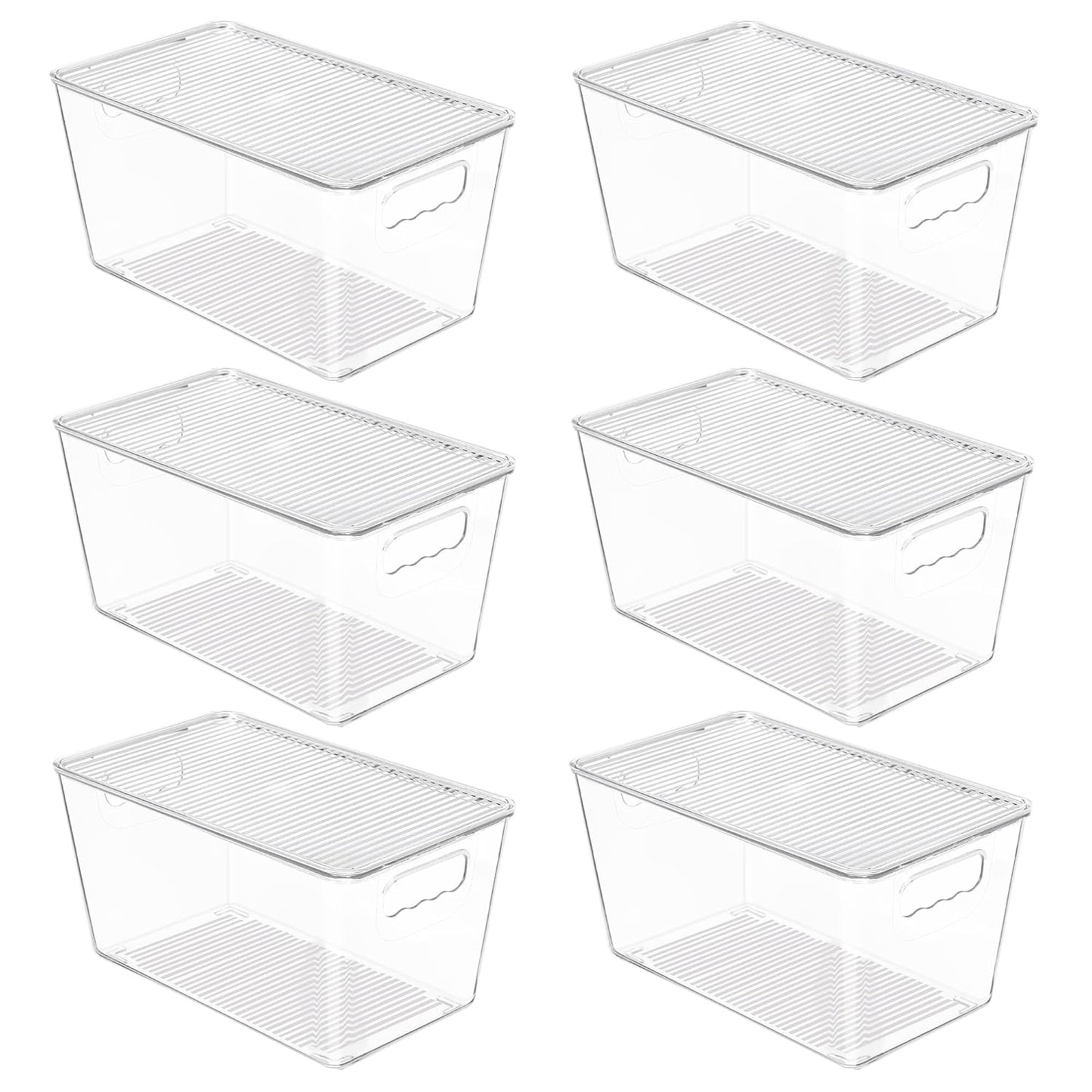Vtopmart 6 Pack Clear Stackable Storage Bins with Lids, Medium | BPA-free Plastic, Organize Vertically, For Pantry Kitchen Fridge Cabinet Closet Bathroom, Built to Last, Easy to Move
