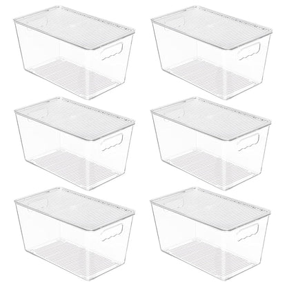 Vtopmart 6 Pack Clear Stackable Storage Bins with Lids, Medium | BPA-free Plastic, Organize Vertically, For Pantry Kitchen Fridge Cabinet Closet Bathroom, Built to Last, Easy to Move