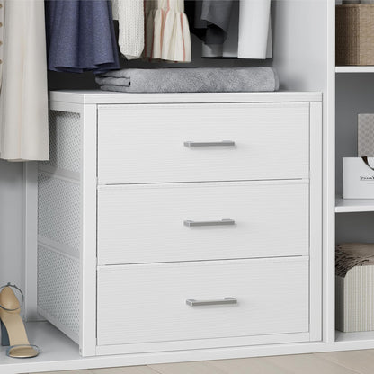 BOLUO Closet Drawers White Fabric 3 Drawer Dresser for Closet Organizers and Storage Bedroom Dorm Modern