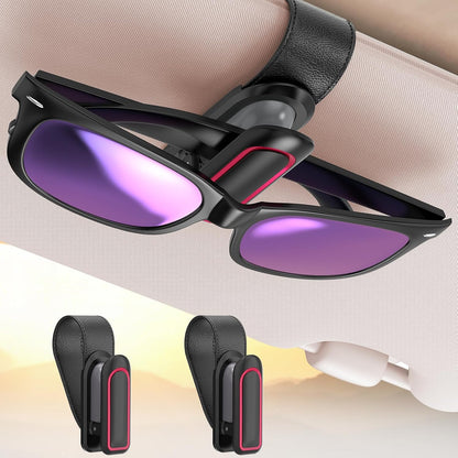 Sunglass Holder for Car, 2 Pack, Secure Metal Clip | One-Handed Operation, Gentle & Secure Hold, Silicone Padded, Universal Fits Sunglass and Car Visor