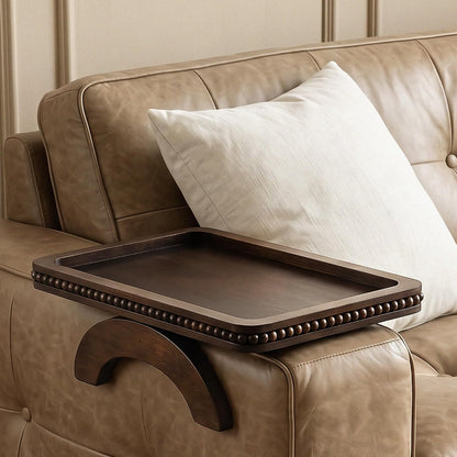 EOSAHR Couch Tray with Beads for Drink: Sofa Arm Tray for Home Decor, Brown