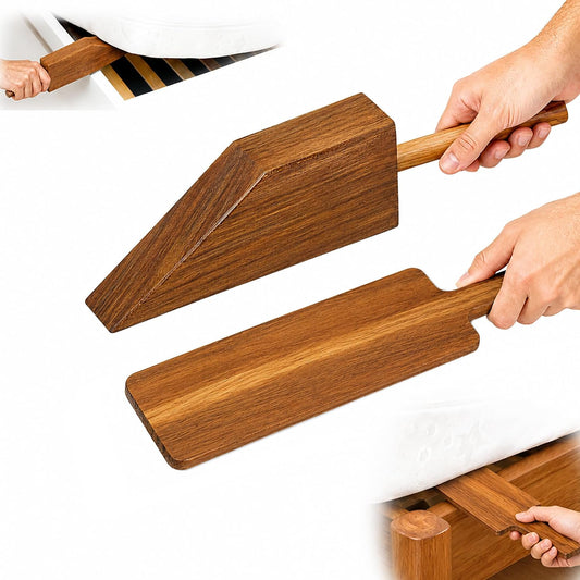Acacia Wood Mattress Lifter & Bed Sheet Tucker Tool Set, 2-Piece | Bed Making Kit with Ergonomic Grip, Lever-Action Design for Heavy Mattress, Fitted Sheet Changing & Home Bedding Maintenance