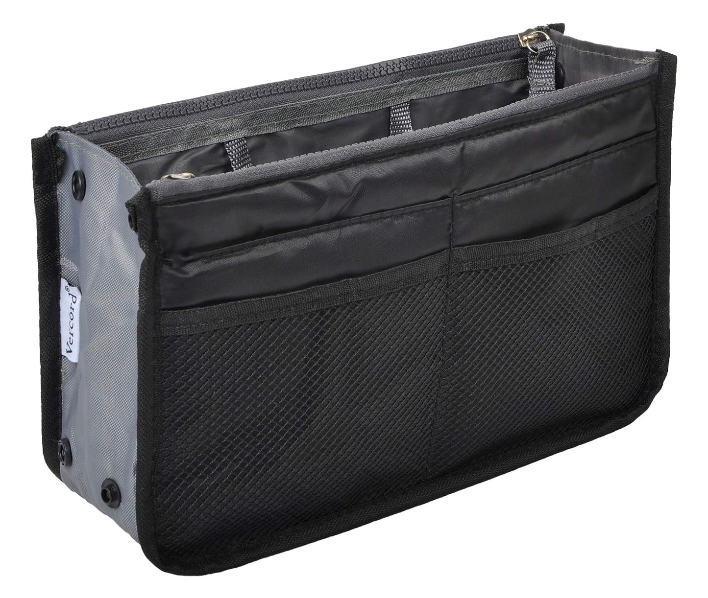 Vercord Purse Organizer Insert for Handbags Bag Organizers Inside Tote Pocketbook Women Nurse Nylon 13 Pockets Black Large