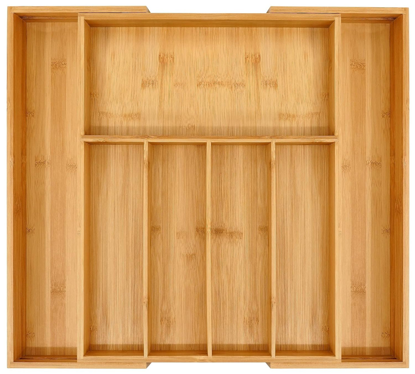 VaeFae Bamboo Drawer Organizer, Large, Natural | Expandable Silverware Organizer, Kitchen Utensil Storage, Wooden Cutlery Tray with Dividers, Fork and Spoon Holder