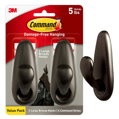 Command Forever Classic Large Metal Hooks, Damage Free Decorating, 2 Hooks | Adhesvie Metal Hooks For Damage Free Hanging, Good For Dorm Rooms, Rentals And Apartments, Removes Cleanly