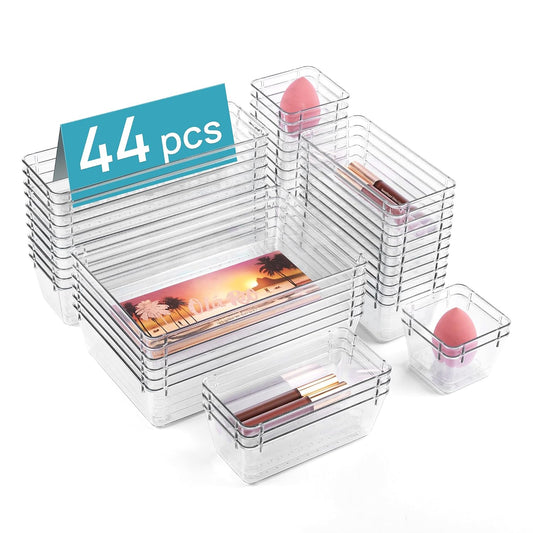 Vtopmart 44 PCS Clear Plastic Drawer Organizers Se...