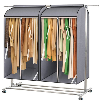 MISSLO 43" Hanging Garment Bags for Hanging Clothes Fully Enclosed Coat Bags for Closet Storage Clothes Cover with Large Clear Window and 3 Zippers (Rack not included), 2 Packs