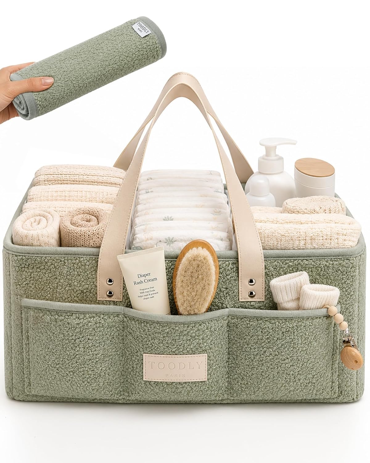 Baby Diaper Caddy Organizer with Portable Changing...
