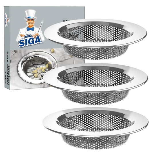 Kitchen Sink Strainer, Stainless Steel Sink Drain... (3 Count | Silver | Stainless Steel)