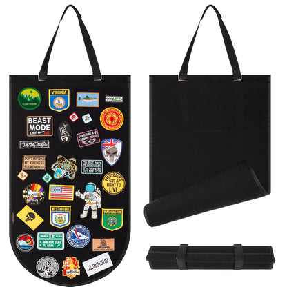 Hanging Patch Display Board, Foldable Patch Holder (Black) | Foldable felt panel displays military and morale patches. Patches not included.
