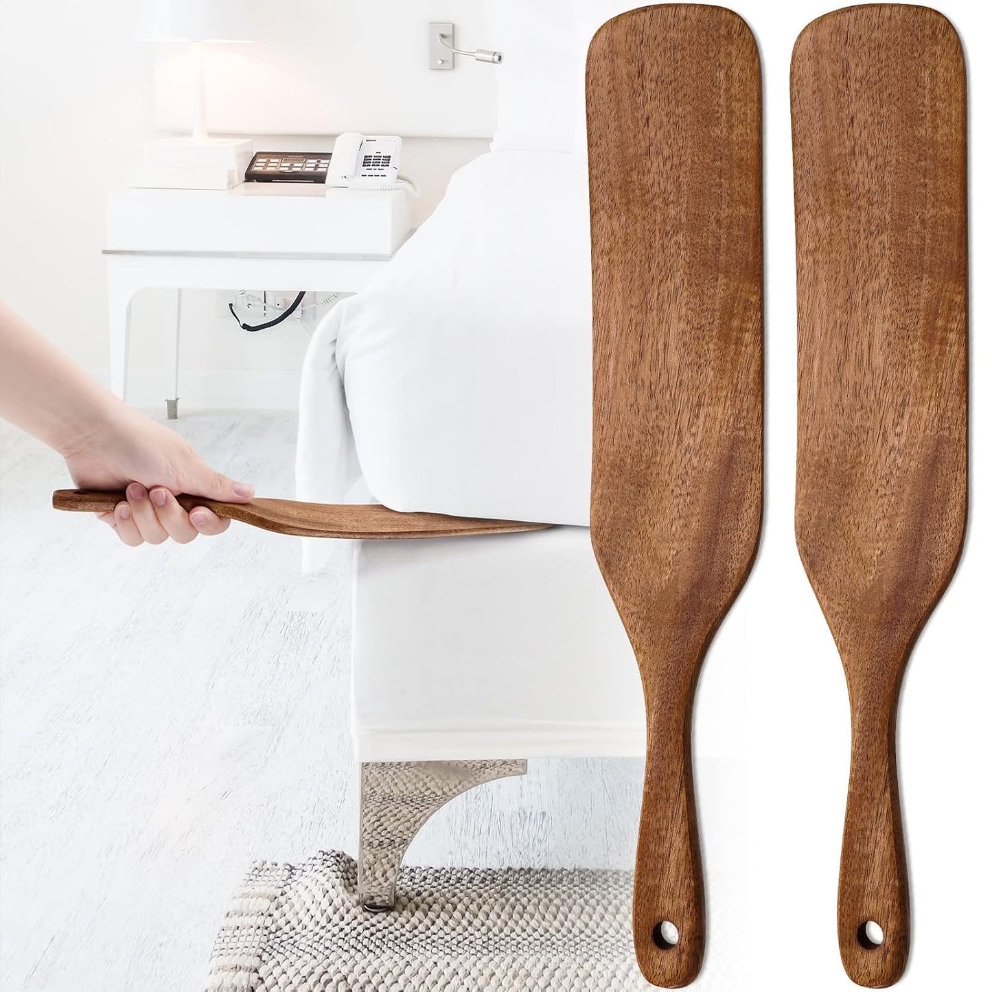 NiHome Teak Wood Mattress Lifter & Bed Sheet Tucker, Bed Making Tool, 2PCS | Durable Unbreakable Grip, Smooth Surface Protects Sheets, Relieves Bending & Back Pain, Ideal for Seniors, Women & Arthritis