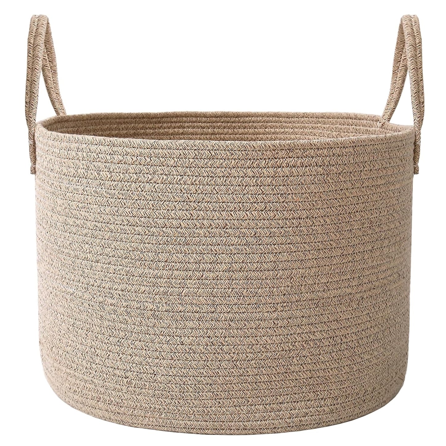 65L Extra Large Machine Washable Cotton Rope Blanket Basket | Collapsible Laundry Hamper, Reinforced Handles, For Blankets, Pillows, Toys and Clothes, Living Room and Bedroom, Oatmeal