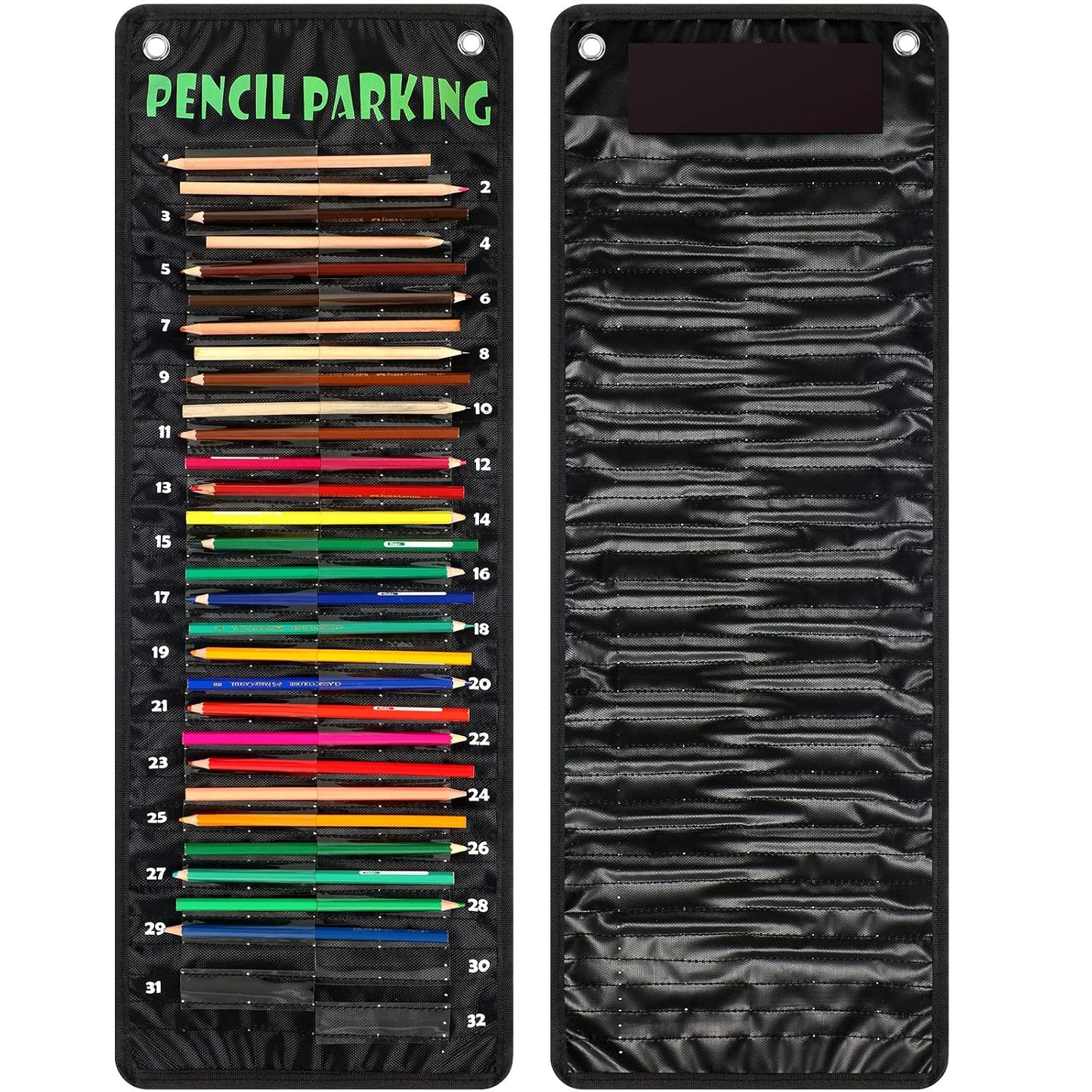 Pencil Parking Pocket for Classroom,Hanging Pencil Holder Wall Organization Numbered pencils Dispenser with Magnetic Strip Grommets for Back to School Student Essentials(Basic)