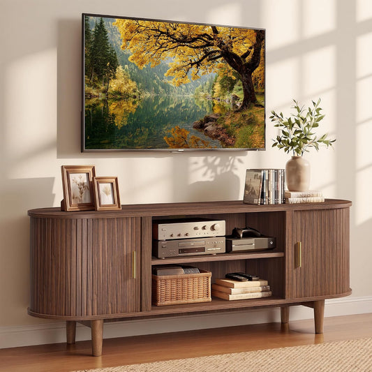 TV Stand for 65-Inch TVs, Mid Century Entertainmen... (Chestnut Walnut)