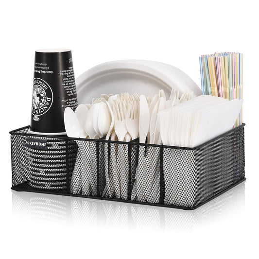 Paper Plate Organizer for Countertop, Black (Black | Iron)